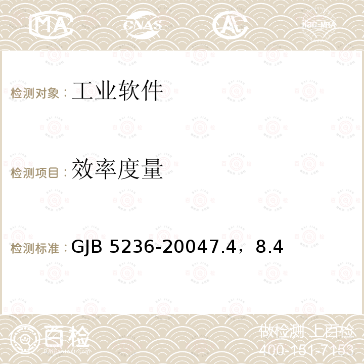 效率度量 GJB 5236-20047  .4，8.4