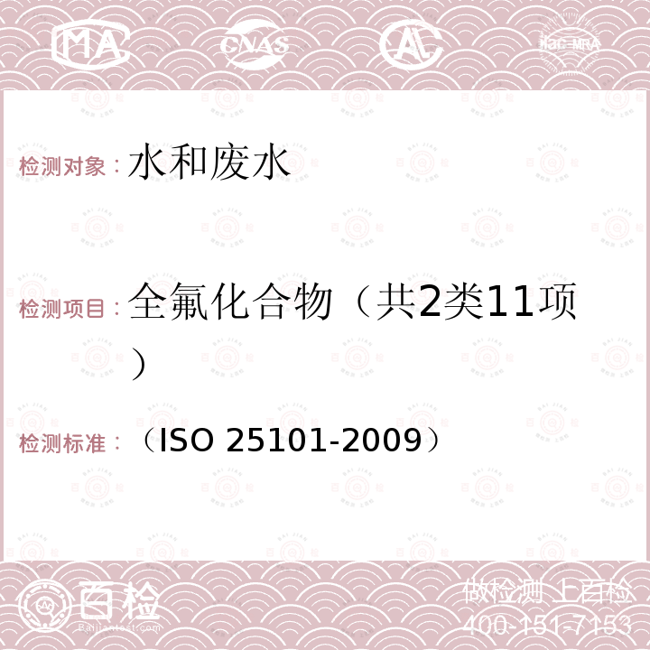 全氟化合物（共2类11项） 全氟化合物（共2类11项） （ISO 25101-2009）