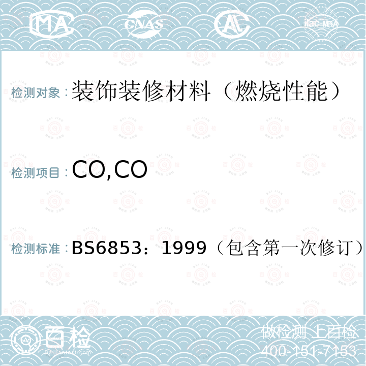 CO,CO CO,CO BS6853：1999（包含第一次修订）附录A和B