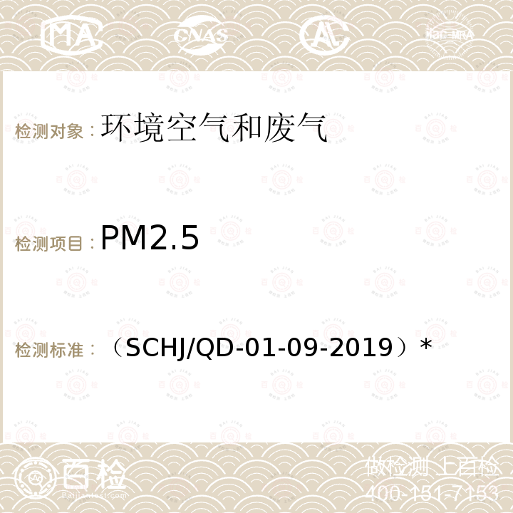 PM2.5 PM2.5 （SCHJ/QD-01-09-2019）*