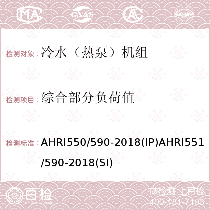 综合部分负荷值 AHRI550/590-2018(IP)AHRI551/590-2018(SI)  AHRI550/590-2018(IP)AHRI551/590-2018(SI)