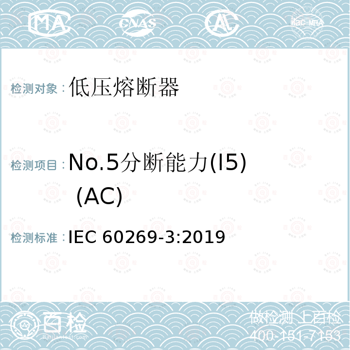 No.5分断能力(I5) (AC) No.5分断能力(I5) (AC) IEC 60269-3:2019