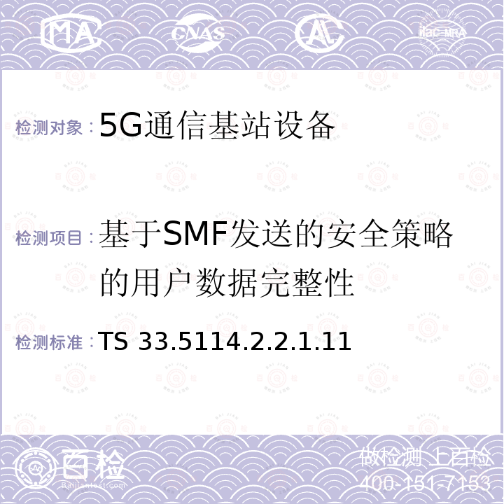 基于SMF发送的安全策略的用户数据完整性 TS 33.5114.2.2.1.11  