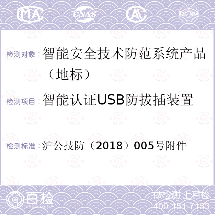 智能认证USB防拔插装置 智能认证USB防拔插装置 沪公技防（2018）005号附件