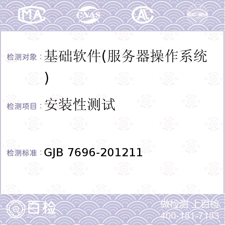 安装性测试 安装性测试 GJB 7696-201211