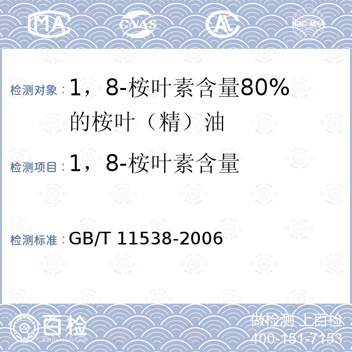 1，8-桉叶素含量 1，8-桉叶素含量 GB/T 11538-2006