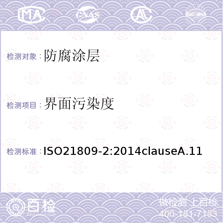 界面污染度 界面污染度 ISO21809-2:2014clauseA.11
