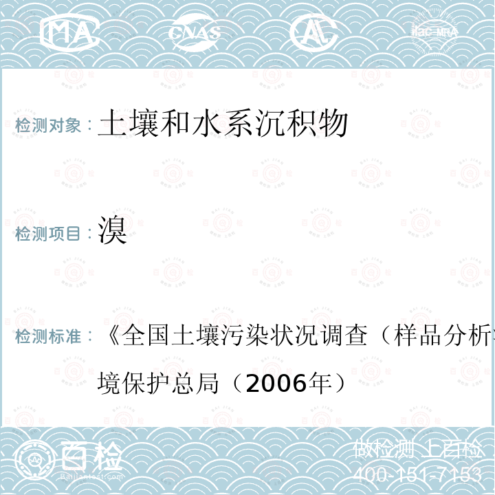 溴 《全国土壤污染状况调查（样品分析测试技术规定）》国家环境保护总局（2006年）  