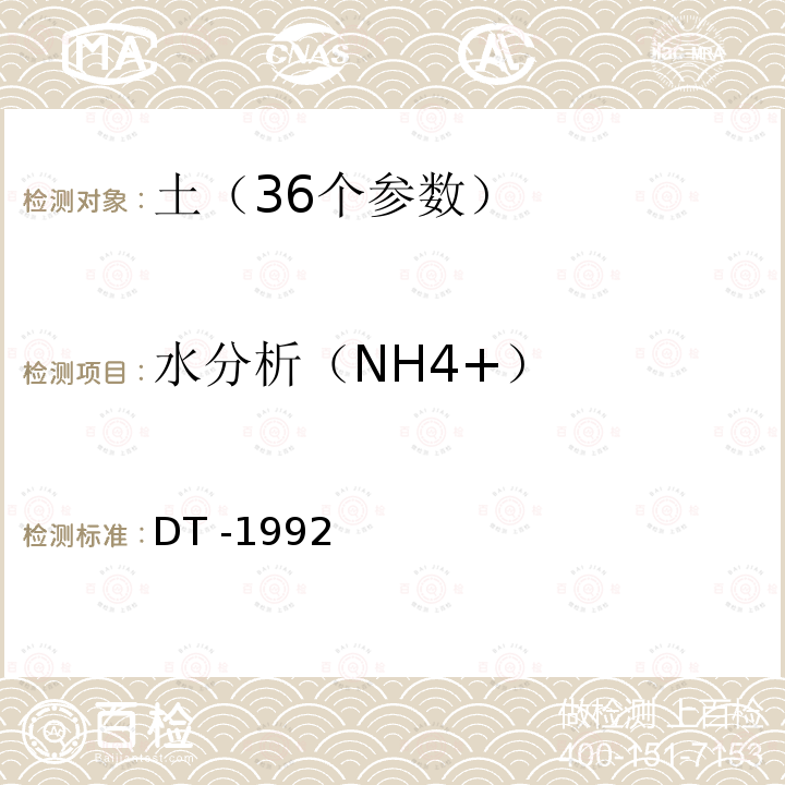 水分析（NH4+） DT -19 水分析（NH4+） 92