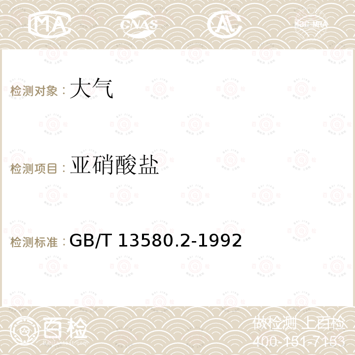 亚硝酸盐 GB/T 13580.2-1992 大气降水样品的采集与保存