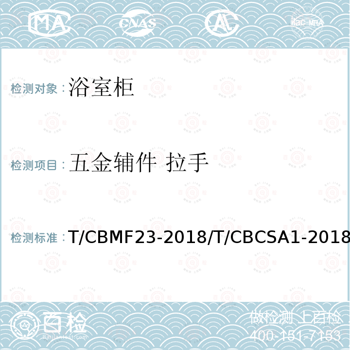 五金辅件 拉手 五金辅件 拉手 T/CBMF23-2018/T/CBCSA1-2018