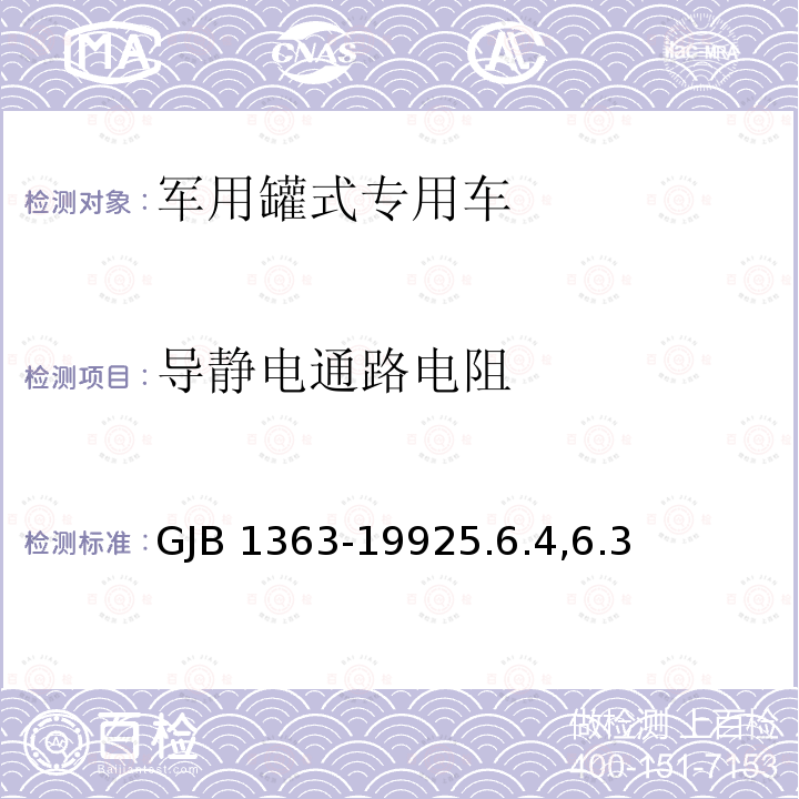 导静电通路电阻 GJB 1363-19925  .6.4,6.3