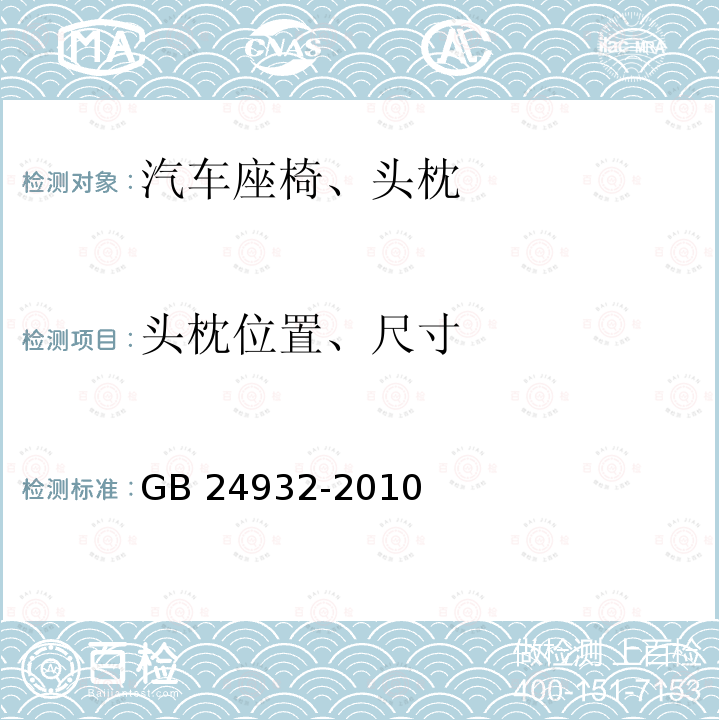 头枕位置、尺寸 GB/T 24932-2010 【强改推】全地形车座椅、座椅固定及头枕要求