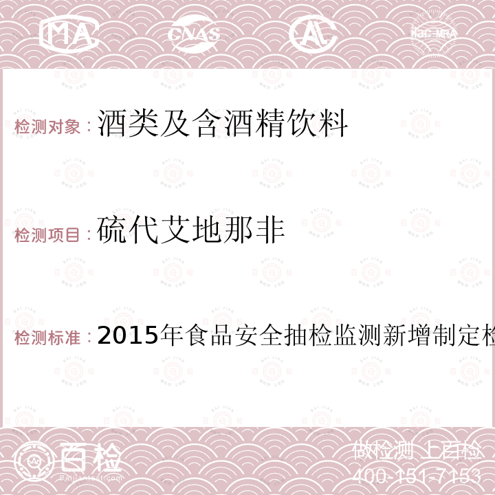 硫代艾地那非 硫代艾地那非 2015年食品安全抽检监测新增制定检测方法