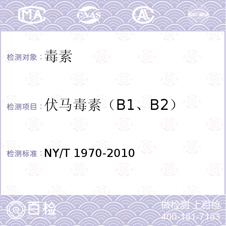 伏马毒素（B1、B2） NY/T 1970-2010 饲料中伏马毒素的测定