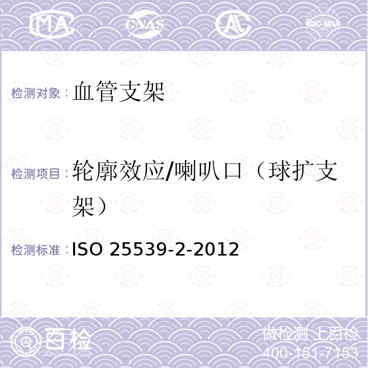 轮廓效应/喇叭口（球扩支架） 轮廓效应/喇叭口（球扩支架） ISO 25539-2-2012