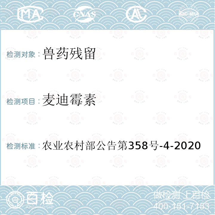 麦迪霉素 农业农村部公告第358号  -4-2020