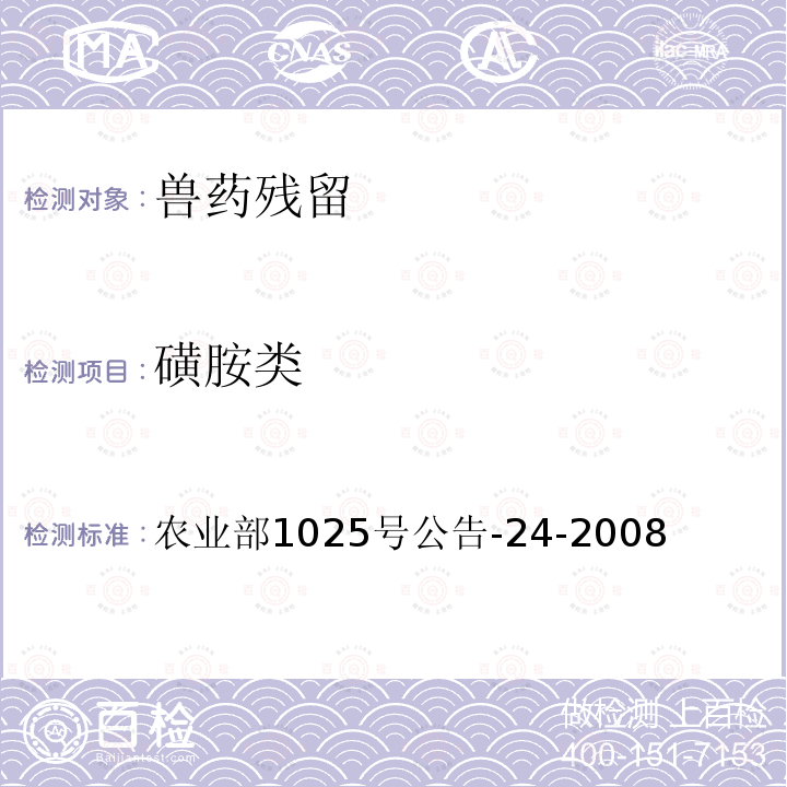 磺胺类 农业部1025号公告-24-2008  