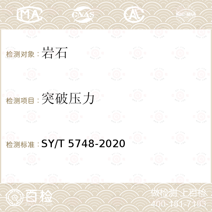 突破压力 SY/T 5748-202  0