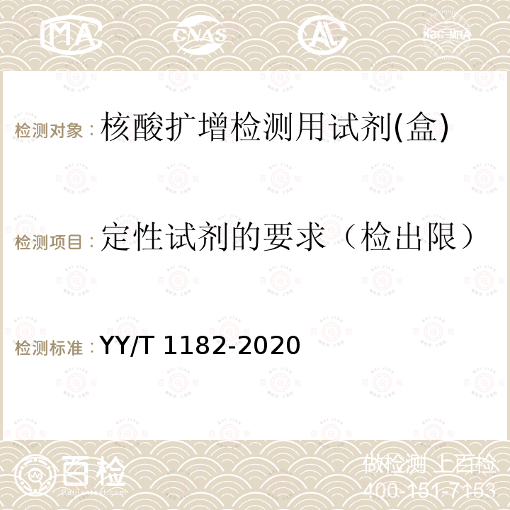 定性试剂的要求（检出限） 定性试剂的要求（检出限） YY/T 1182-2020