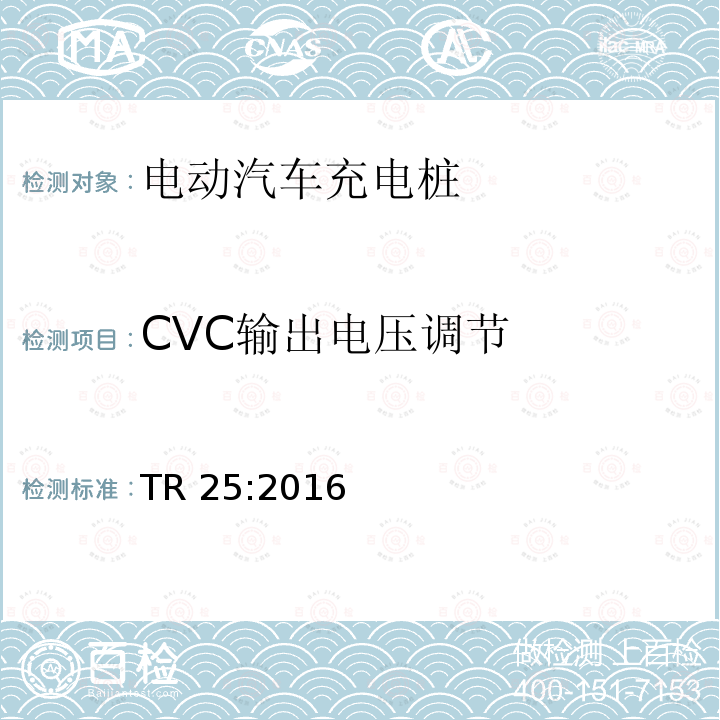 CVC输出电压调节 CVC输出电压调节 TR 25:2016