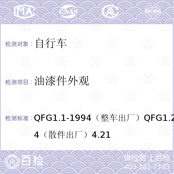 油漆件外观 QFG1.1-1994（整车出厂）QFG1.2-1994（散件出厂）4.21  