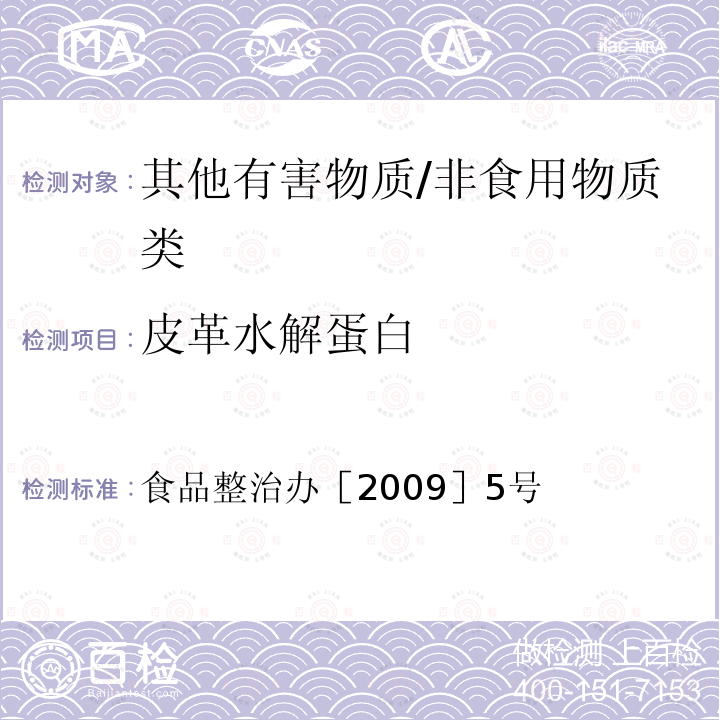 皮革水解蛋白 食品整治办［2009］5号  