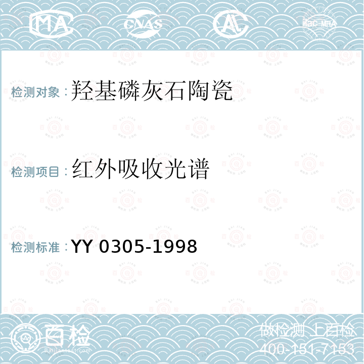 红外吸收光谱 YY 0305-1998 羟基磷灰石生物陶瓷
