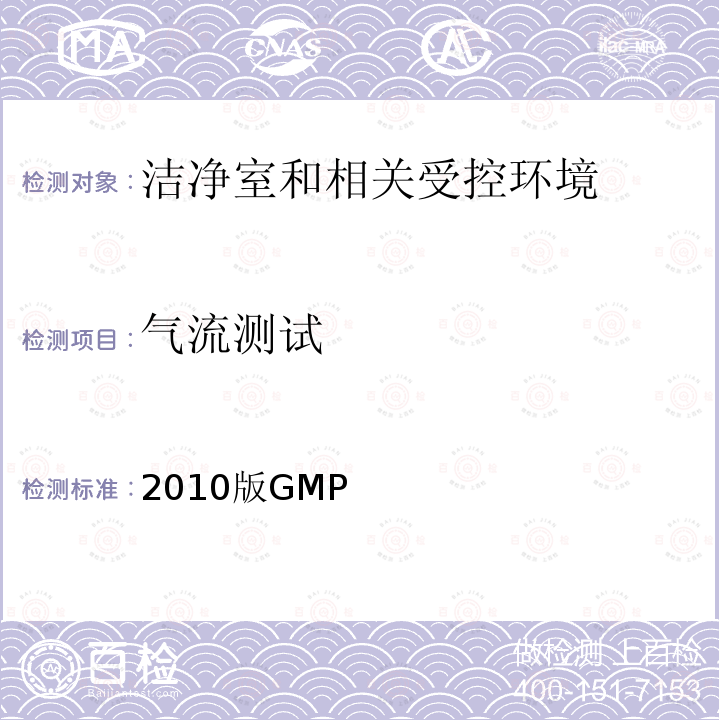 气流测试 2010版GMP  