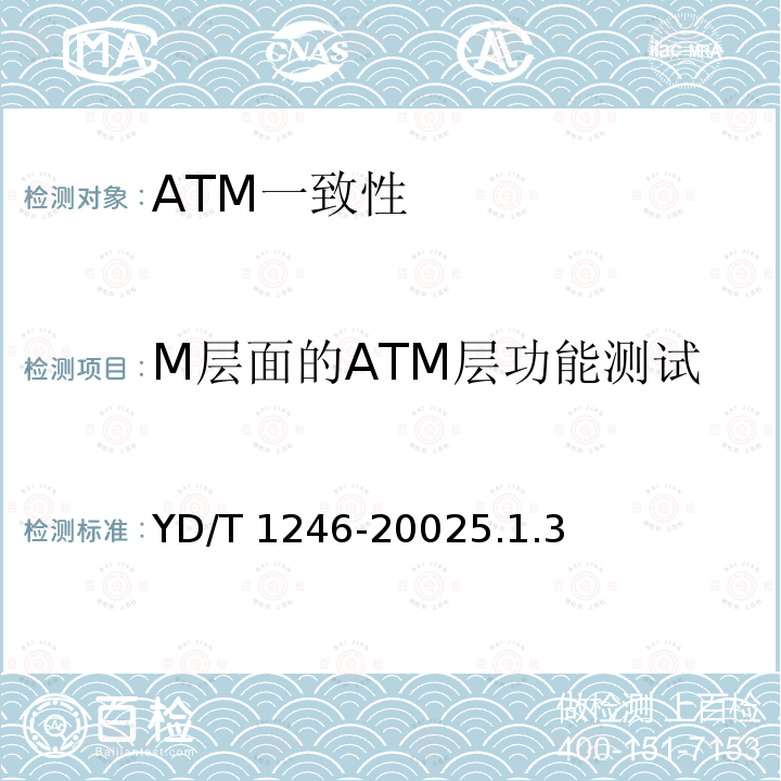 M层面的ATM层功能测试 YD/T 1246-20025.1  .3