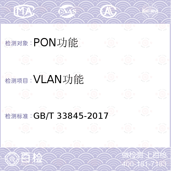 VLAN功能 GB/T 33845-2017 接入网技术要求 吉比特的无源光网络(GPON)