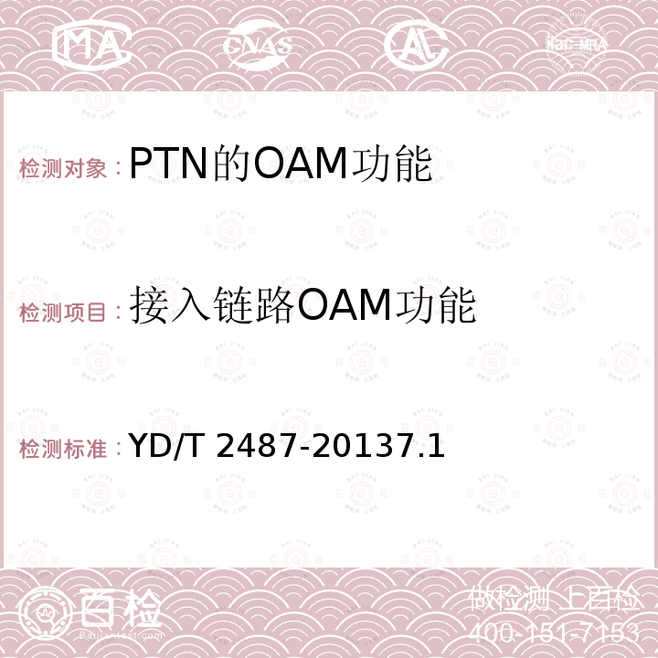 接入链路OAM功能 接入链路OAM功能 YD/T 2487-20137.1