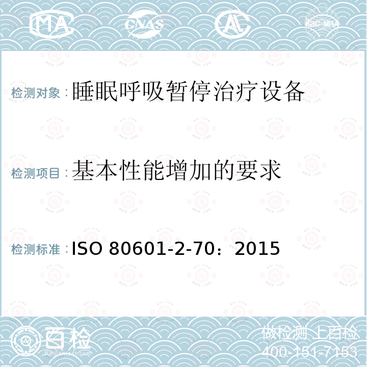 基本性能增加的要求 ISO 80601-2-70：2015  