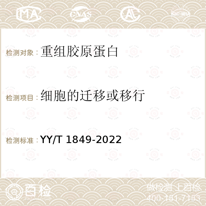 细胞的迁移或移行 细胞的迁移或移行 YY/T 1849-2022