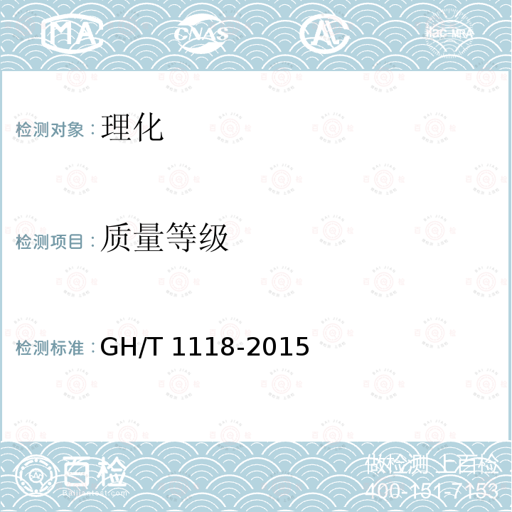 质量等级　 GH/T 1118-2015 金骏眉茶
