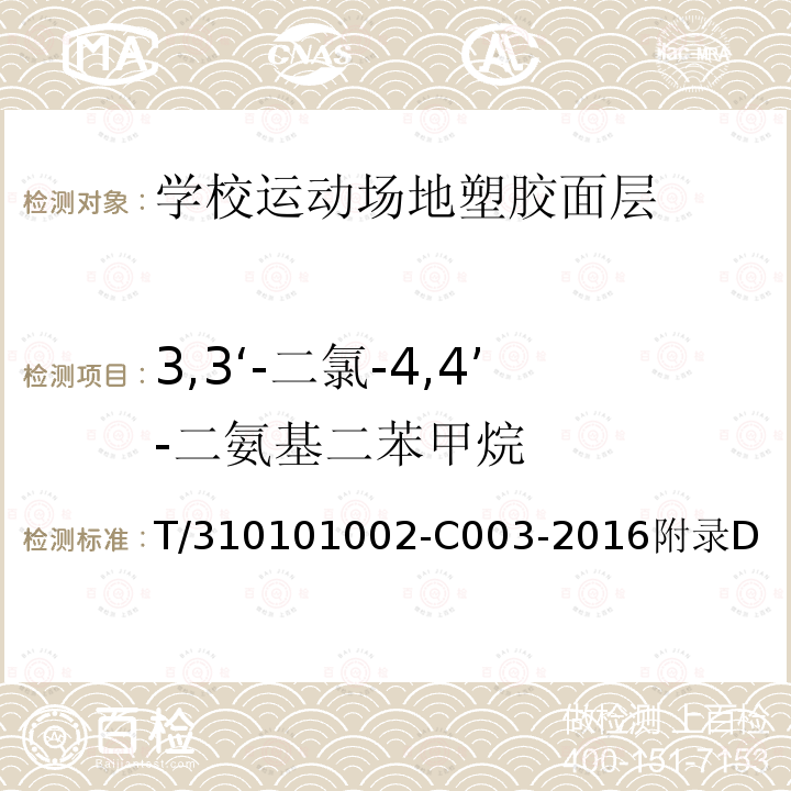 3,3‘-二氯-4,4’-二氨基二苯甲烷 3,3‘-二氯-4,4’-二氨基二苯甲烷 T/310101002-C003-2016附录D