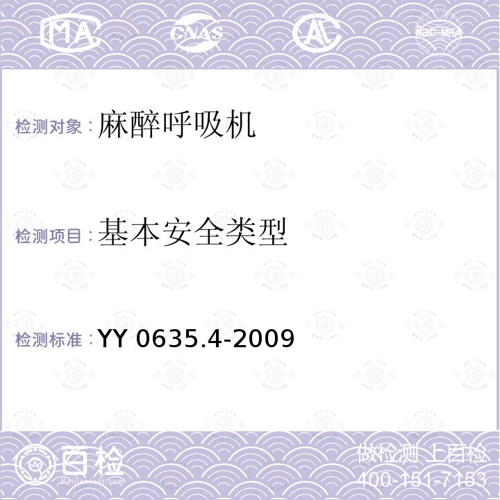 基本安全类型 YY 0635.4-2009 吸入式麻醉系统 第4部分:麻醉呼吸机