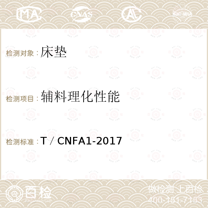 辅料理化性能 T／CNFA1-2017  