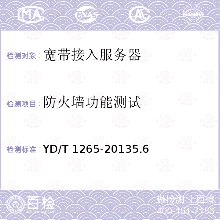 防火墙功能测试 YD/T 1265-20135.6  