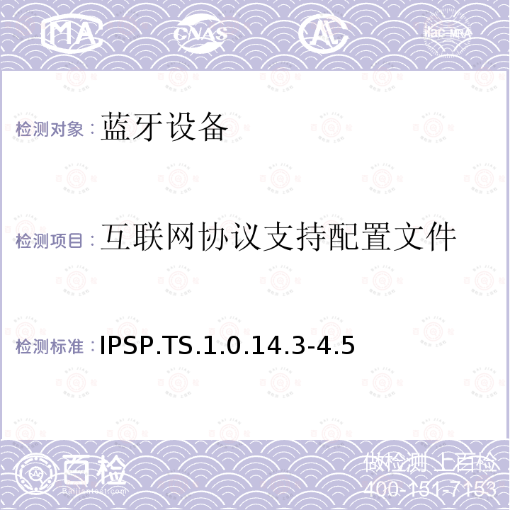 互联网协议支持配置文件 互联网协议支持配置文件 IPSP.TS.1.0.14.3-4.5