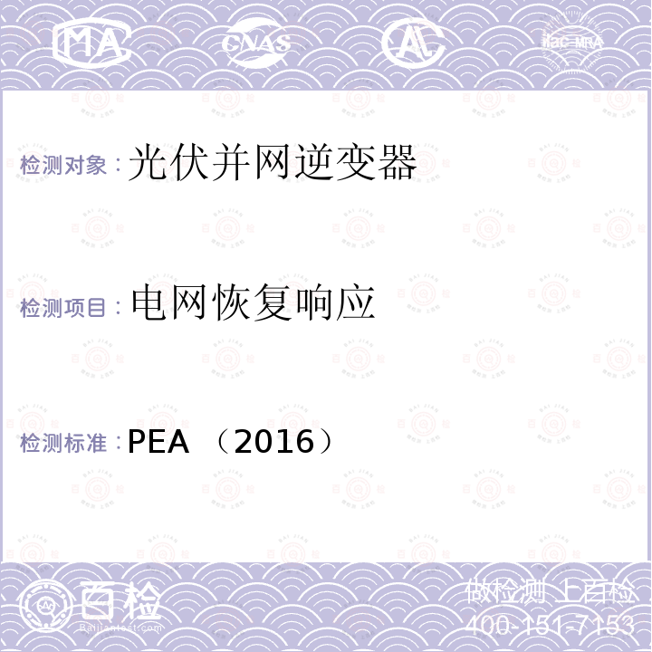 电网恢复响应 PEA （2016）  