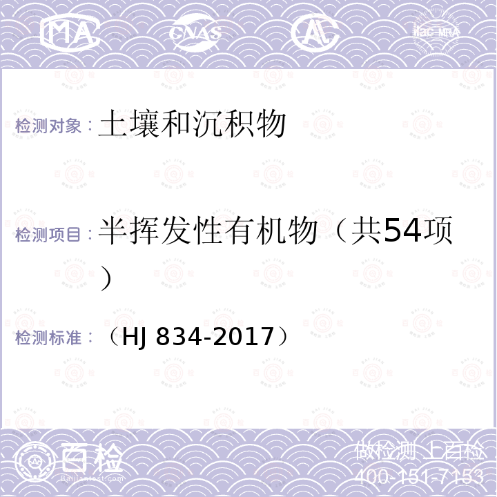 半挥发性有机物（共54项） 半挥发性有机物（共54项） （HJ 834-2017）