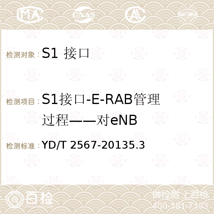 S1接口-E-RAB管理过程——对eNB YD/T 2567-20135.3  