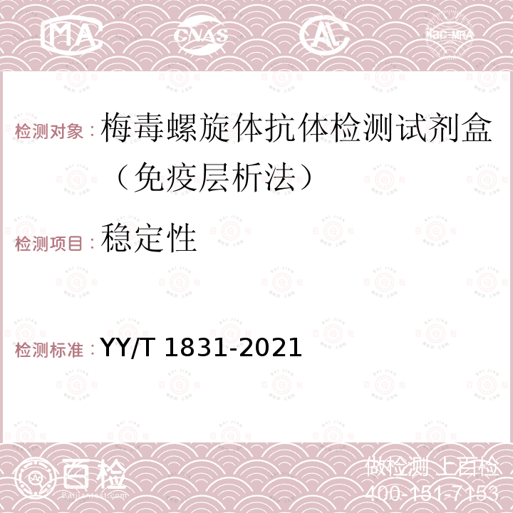 稳定性 YY/T 1831-2021 梅毒螺旋体抗体检测试剂盒(免疫层析法)