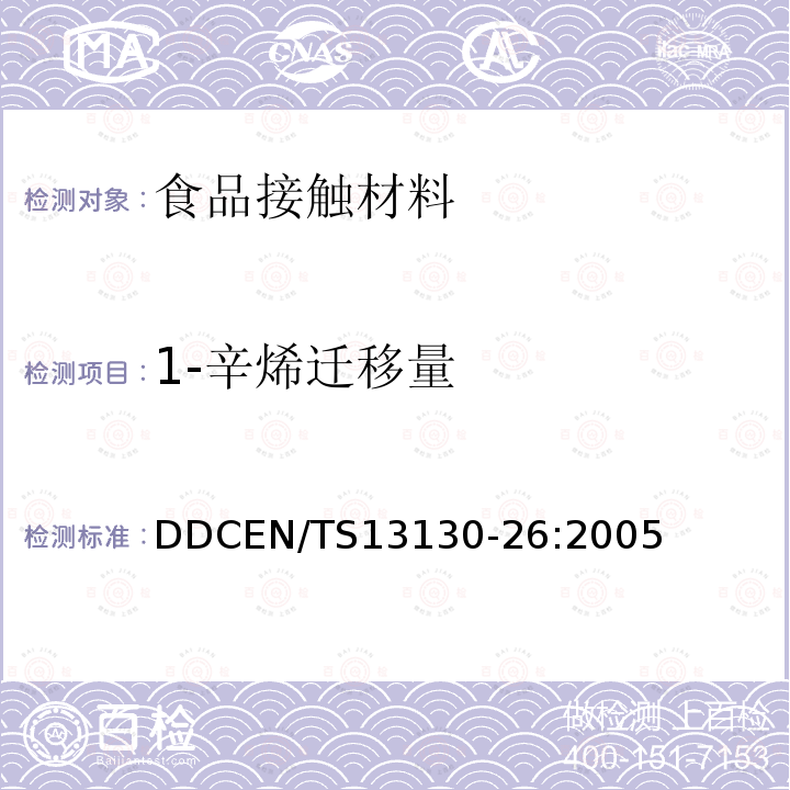 1-辛烯迁移量 1-辛烯迁移量 DDCEN/TS13130-26:2005