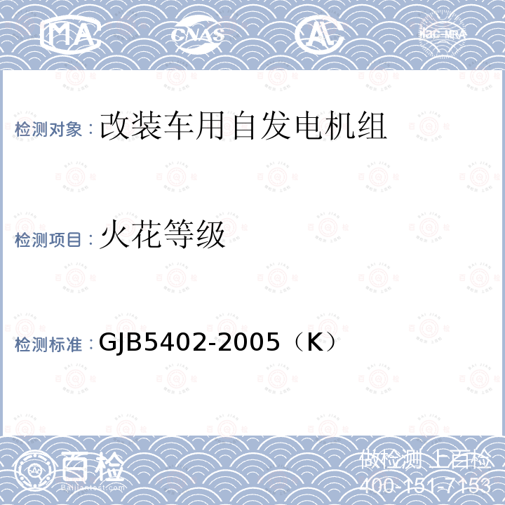 火花等级 火花等级 GJB5402-2005（K）