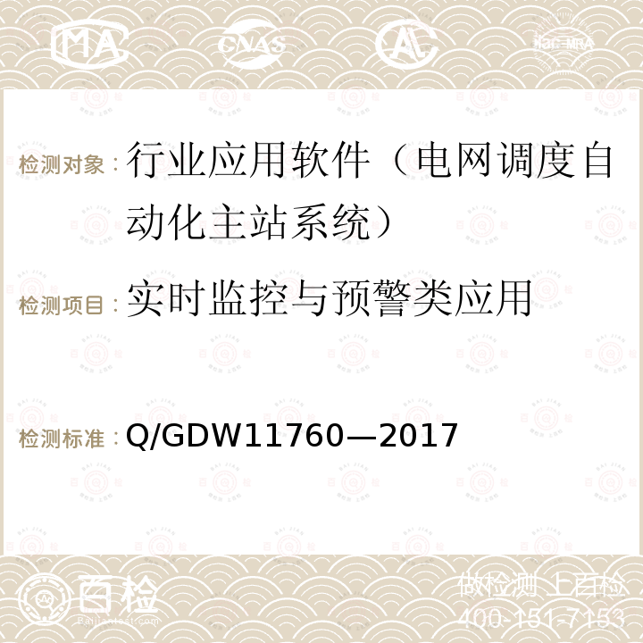 实时监控与预警类应用 实时监控与预警类应用 Q/GDW11760—2017