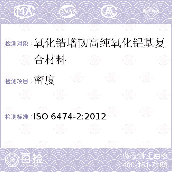 密度 ISO 6474-2:2012  