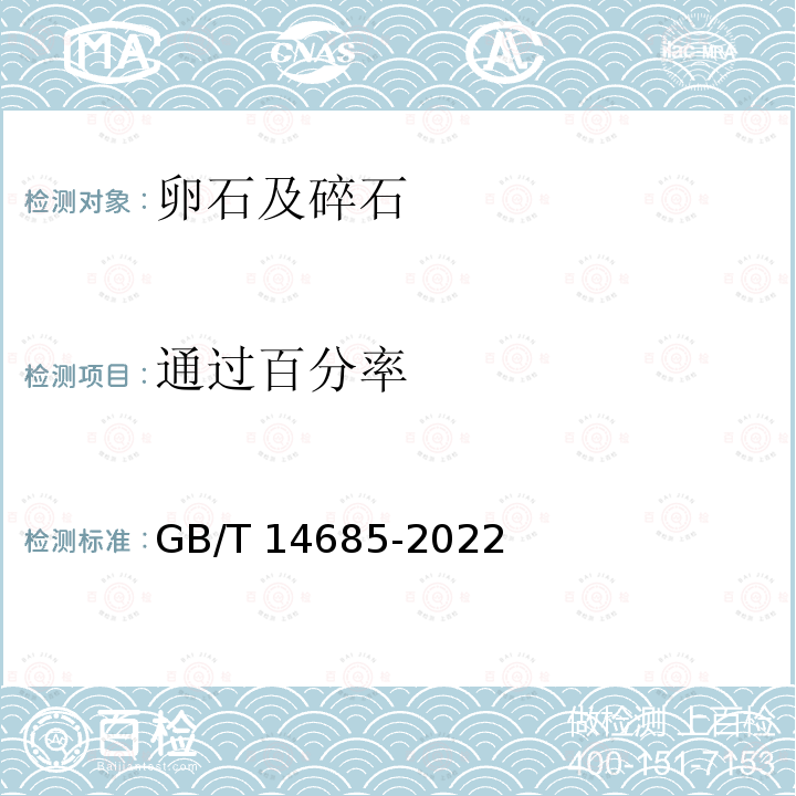 通过百分率 通过百分率 GB/T 14685-2022