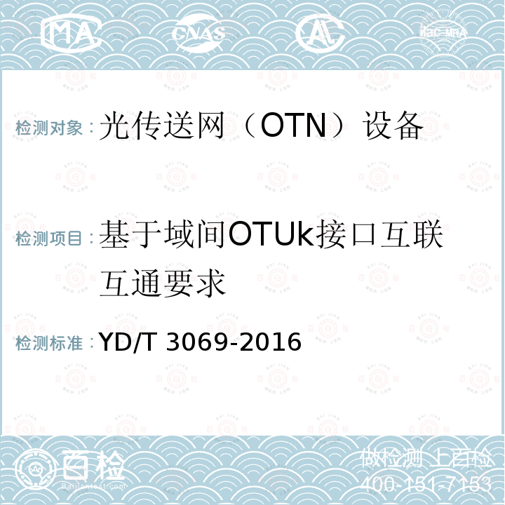 基于域间OTUk接口互联互通要求 基于域间OTUk接口互联互通要求 YD/T 3069-2016